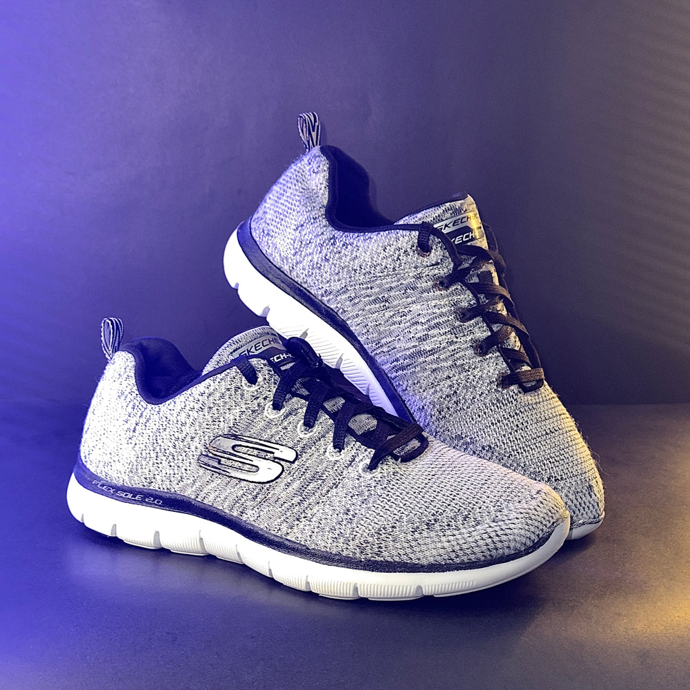 Skechers Track Running Sneakers – Heathered Grey, White & Black